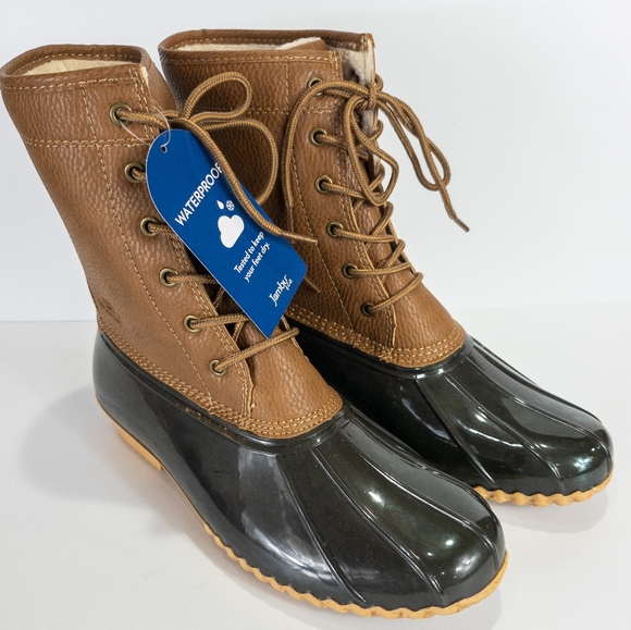 Jambu JBU Maplewood Duck Boots Chocolate Brown Vegan Nubuck/Rubber -10 - Picture 7 of 9